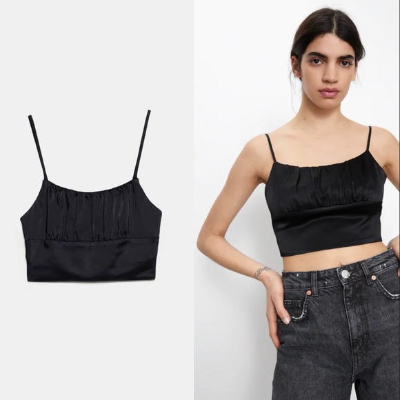 Zara black satin top Clearance